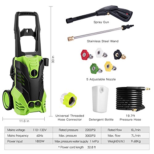 Meditool Electric Pressure Washer 3000 PSI High Pressure Power Washer