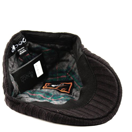 Men's Winter Warm Knit Quilted Lining Duck Bill Newsboy Ivy Cap (S/M, BLACK)