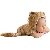 Beovtk Newborn Baby Photo Shoot Outfits Crochet Costume Knitted Infant Clothes Lovely Boy Girls Lion Hat Tail Photography Props