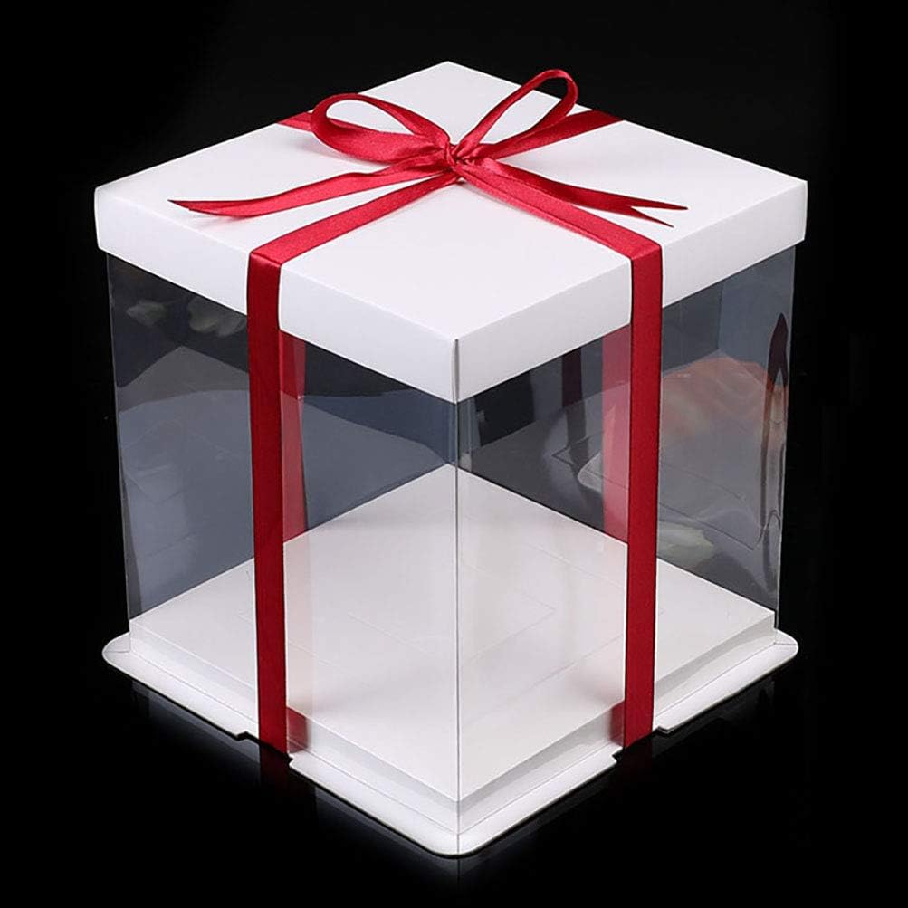 NACOLA Transparent Square Display Cake Boxes Carrier Packaging Storage Container with Lid Gift Box