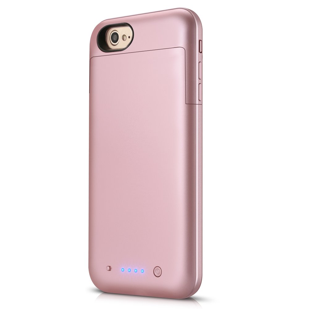 iPhone 6 Plus/6S Plus Battery Case, 6800mAh High Capacity Portable Charger Case Extended Rechargeable Backup Charging Case Protective Power Bank for iPhone 6+ 6S+ (5.5 Inch) - Rose Gold