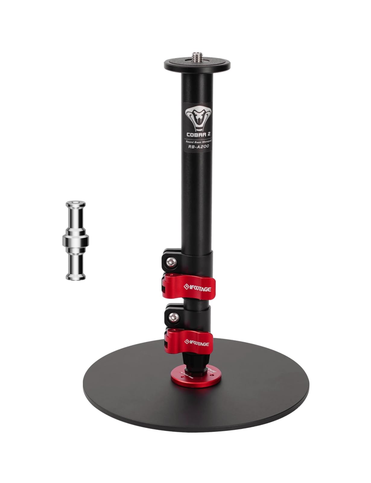 IFOOTAGE A200 Round Base Monopod, 22" Table Top Video Monopod, Aluminum Camera Mono pod with Base, Compatible with DSLR Camera, Light, Webcam for Live Streaming, Vlogging, Payload 10KG/22LBS