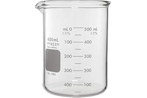 PYREX Heavy Duty Griffin 1003 600mL Beaker Double Scale Graduated; Each
