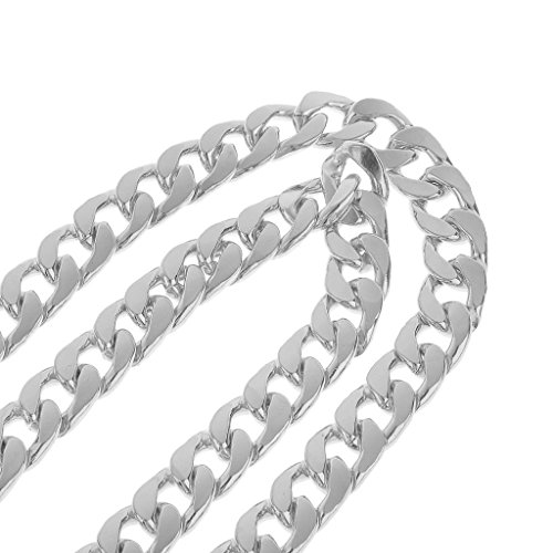 LONGTEAM 47" Purse Chain Strap Replacement 9mm Width DIY Flat Metal Chain Strap for Handbags Clutch Wallet Satchel Tote Shoulder Crossbody Bag, with 2pcs Metal Buckles (Silver)