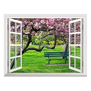 Removable Wall Sticker/Wall Mural - Cherry Blossom in Spring | Creative Window View Wall Decor - 24"x32"