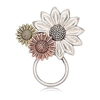 NOUMANDA Antique Gold Silver and Copper 3 Sunflower Magnetic Eyeglass Holder Brooch and Bangle (Brooch)