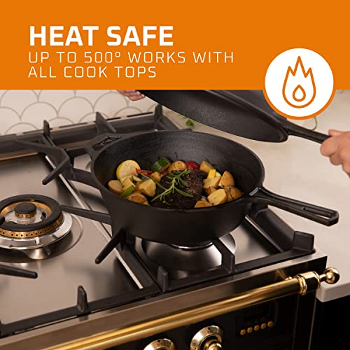 Bruntmor Cast Iron Skillet Cast Iron Pots and Pan Sets 3 Quart Pre