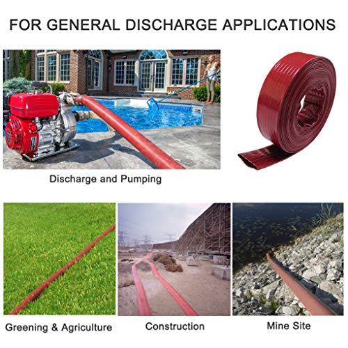 2 IN x 50 FT PVC Backwash Hose, Hose Lay Flat 3" Width, Industrial