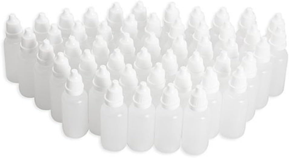 50pcs Plastic Empty Squeezable Eyedrops Dropping Bottle Eye Liquid Dropper- Plug Can Removable the Lip Can Be Screwed On (20ml): Beauty