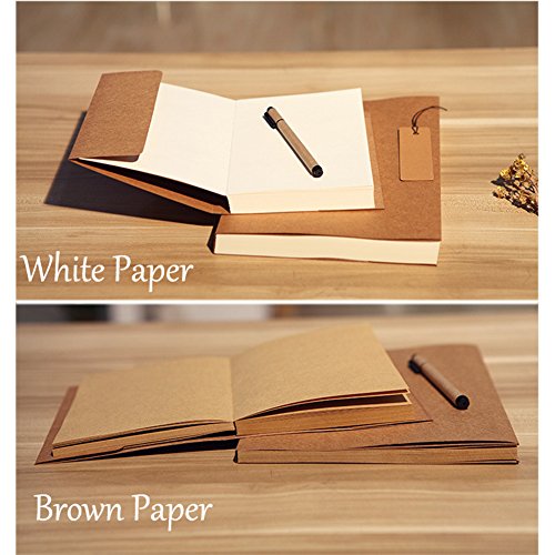 Oak-Pine Vintage Kraft Cover Notebook Drawing Scrawl Notepad Travel Journal Sketchbook Diary Memo Book with Blank Paper 56 Sheets / 112 Pages, Brown Paper 32K - Thumbnail 2