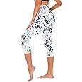TNNZEET Capri Leggings for Women - Tummy Control Black Leggings with Pockets High Waisted Yoga Pants Workout Cycling Leggings