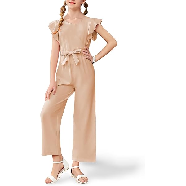 Girls Sleeveless Jumpsuit - Kids Wide Leg Romper With Pockets, Summer Outfit