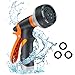 Nasharia Garden Hose Nozzle, Water Hose Nozzle with 8 Adjustable Spray Patterns, Slip and Shock Resistant High Pressure Water Spray Nozzle for Watering Plants Cleaning Car Wash and Showering Pets