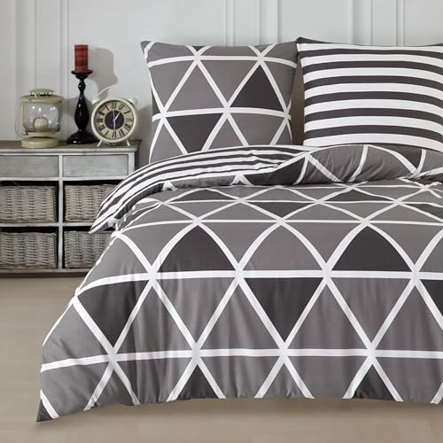 Buymax Bettwäsche 200x200 cm – Bettwäsche Set 3-teilig 200 x 200 cm, Renforcé 100% Baumwolle, Bettbezug mit 2 Kissenbezügen 80x80 cm, Oeko-TEX, Reißve