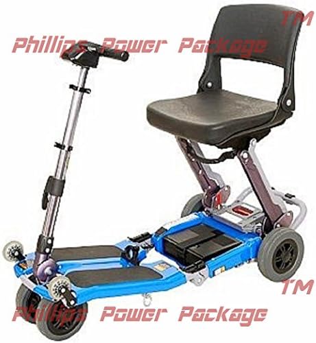 Free Rider USA - Luggie Standard - Compact Lightweight Foldable Scooter - 4-Wheel - Blue - Phillips Power Package TM - to $500 Value