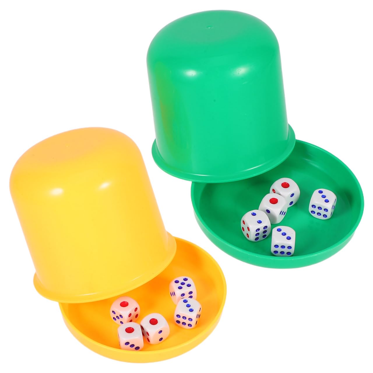 NUOBESTY 2PCS Dice Game Set Plastic Dice Shaking Cup for Bar Party (Random Color)