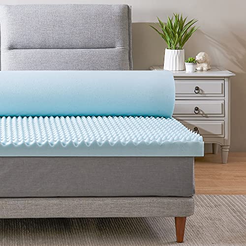 RECCI 2.5 Inch Egg Crate Mattress Topper Queen, Gel Memory Foam