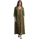 Women's Long Sleeve Boho Maxi Dresses with Floral Geometric Patchwork Cat Poppy Prints Loose Casual Artistic Gowns Outfits