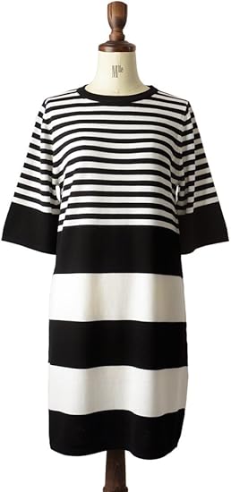 Amazon マリメッコ Marimekko Sataraita Satku メリノウールボーダーワンピース M Black White Col 99 ワンピース チュニック 通販
