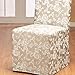 Sure FIT Home Décor Scroll Long Dining Room Chair One Piece Slipcover, Relaxed Fit, Cotton/Polyester, Machine Washable, Dinning - Champagne Color