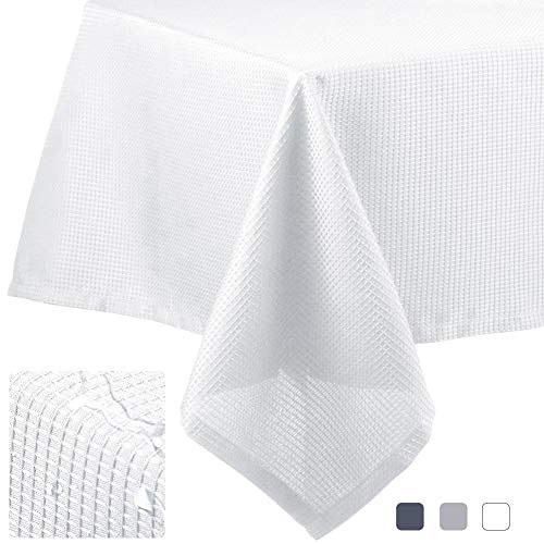 IDEALHOUSE White Rectangle Tablecloth 60''x 102" - Waffle Weave Waterproof Table Cloth for Rectangle Tables Stain Wrinkle Resistant/Spill-Proof,Great for Buffet Table, Parties, Holiday Dinner