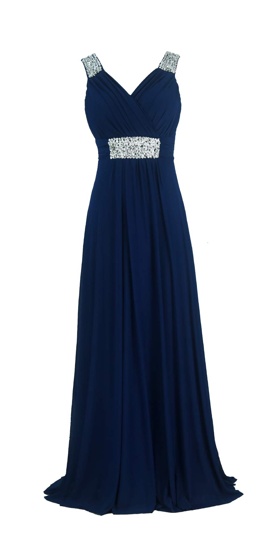 Conail-Coco-Women-Ruched-Waist-Rhinestone-Casual-Tulle-Semi-Formal-Long-Wedding-Bridesmaid-Dress-Small-44Navy