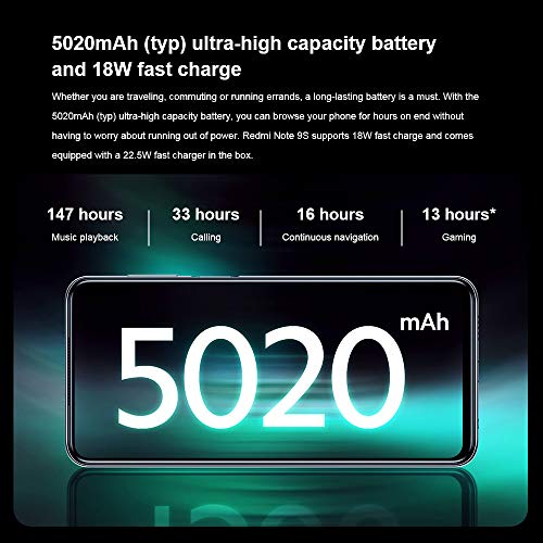 Xiaomi Redmi Note 9S 6GB 128GB Smartphone Qualcomm Snapdragon 720G 48MP AI Quad Camera 6.67"Dot Drop Pantalla Completa (Aurora Blue) - Imagen 6