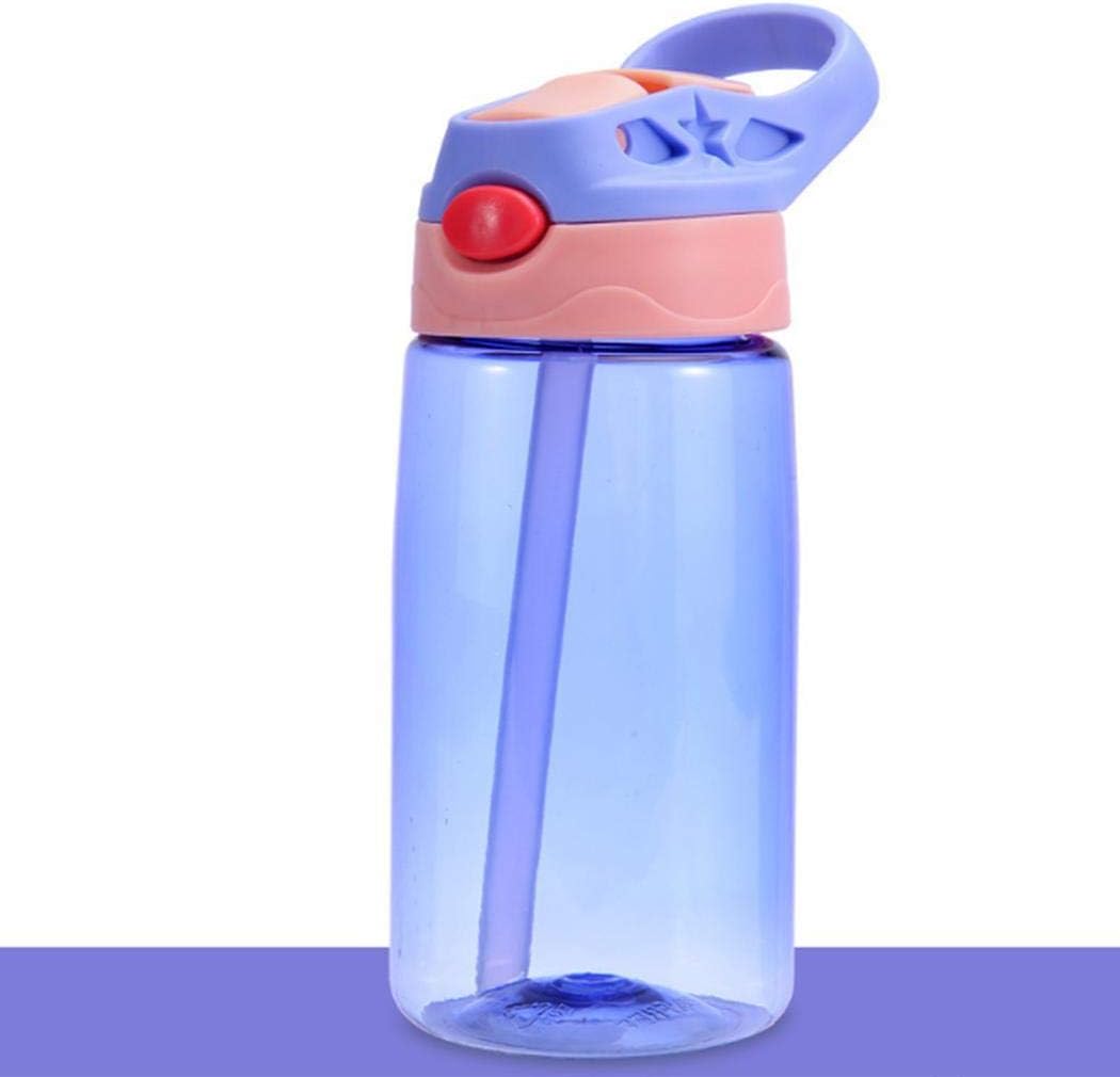 Whatyiu 480ml Kids Water Bottle with Straw Lid and Handle, Easy Use for Girls and Boys for School
