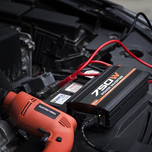 POTEK 750W Car Power Inverter DC 12 V to AC 110V Dual AC Charging Ports