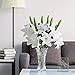 RERXN Artificial Tiger Lily Latex Real Touch Flower Home Wedding Party Decor,Pack of 5 (White)