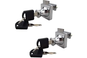 LIZIPAI 2 Pack Single Swing Glass Cabinet Showcase Door Lock Chrome Plated Display Glass Cabinet Lock Separate Keys, Model 407