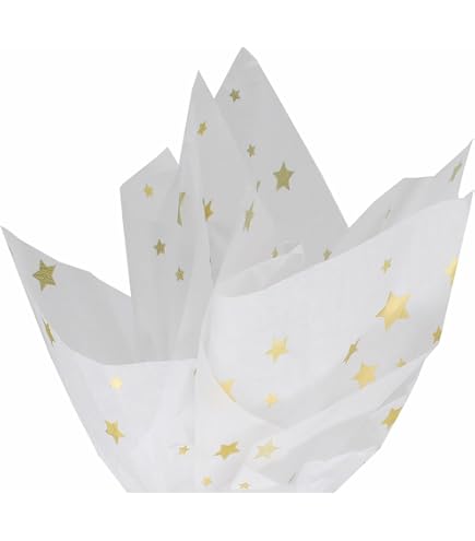 MR FIVE Pink Gold Star Tissue Paper - 100 Sheets, 20 X 14 Inches, Gift Wrap For Birthdays, Holidays, Baby Showers