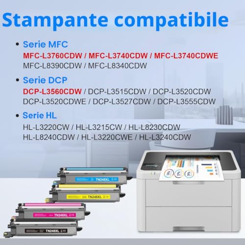 MYCARTRIDGE TN248XL TN248 Toner TN-248CMYK TN-248VAL Compatible for Brother DCP-L3560CDW Toner MFC-L3740CDWE DCP-L3520CDWE HL-L3240CDW for Brother TN 248 TN-248 (4-Pack)