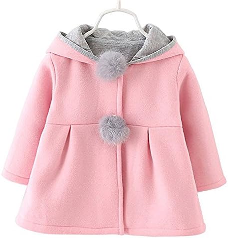 Sarabridal Baby Infant Dress Coat Warm Todder Girl Ear Hoodie Jackets Outerwear Pink