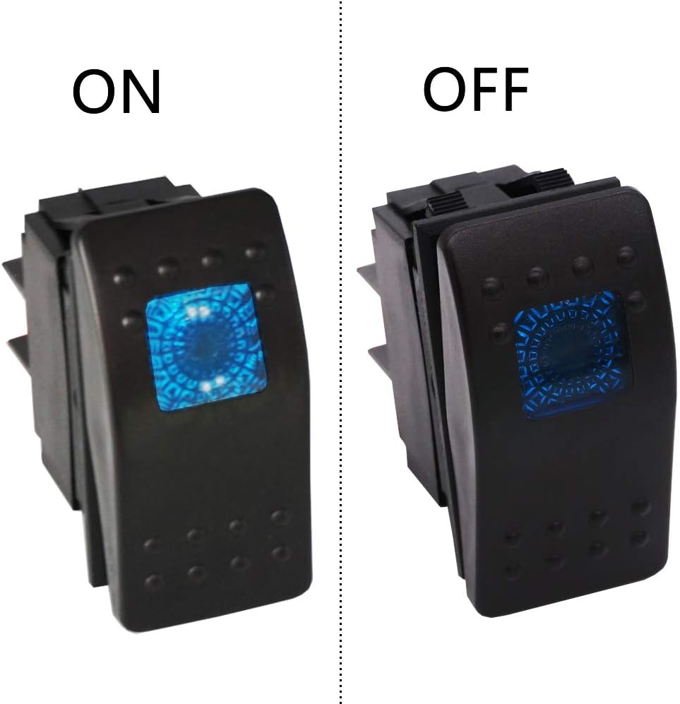 Twidec/2Pcs Boat Marine Lighted Rocker Switch 12V 20A 4Pin On/Off with Blue LED Car Offroad Push Button Toggle Switch RK1-06N-BU: Industrial & Scientific