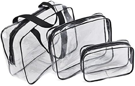 Transparent Multi-functional Portable Waterproof PVC Clear Cosmetic Makeup Bag (3pcs, black)