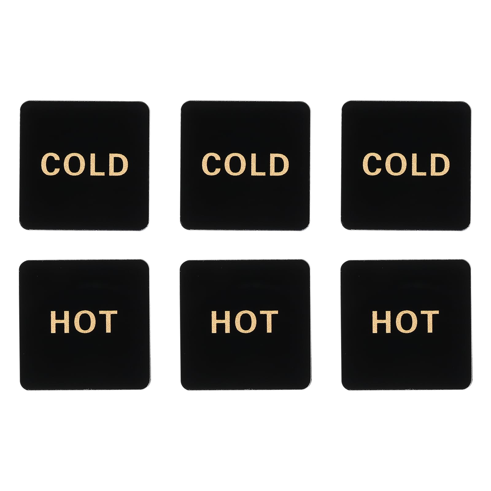 PATIKIL Self Stick Hot/Cold Water Label, 3 Pairs/6 Pack Acrylic Square Shape Sticker Signs for Faucets Sinks, Black