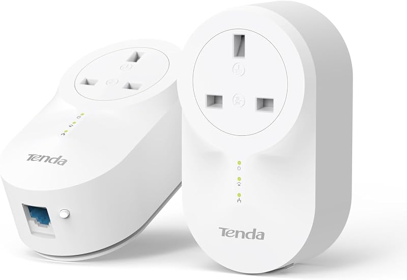 Tenda PH6 AV1000 Passthrough Powerline Adapter Kit 1 Gigabit Port UK Plug Pack 2