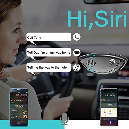 Wireless Car Speakerphone for Sun Visor,Clear Sound Hands Free Bluetooth Car Speaker with Built-in Mic, Support SIRI and Google Assistant for Safe Driving While Calling - Thumbnail 3