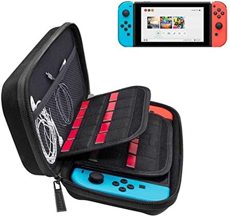 Nintendo Switch Console Case with 20 Games card holders, Runhome Deluxe Hard Protective Carrying Case Pouch for Nintendo Switch Games Travel Storage Bag