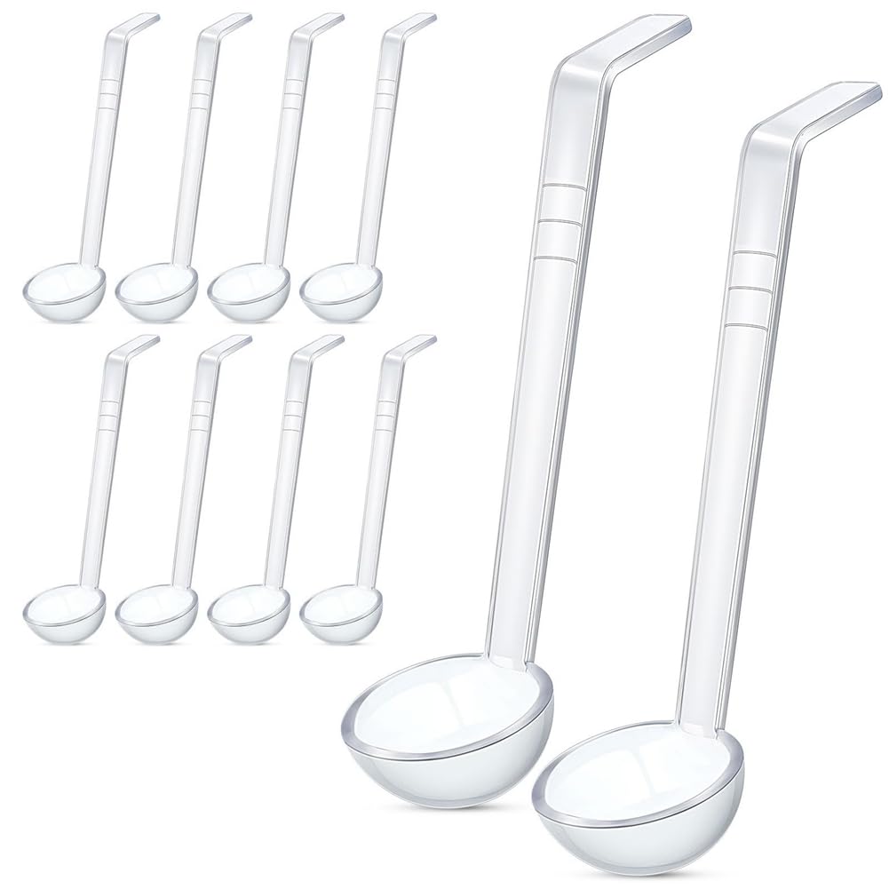 Luwqceu 10-Piece 7.8Inch 1Oz Clear Plastic Mini Ladle Set - Modern, Neutral Color, Dishwasher Safe