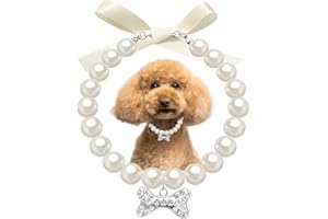 HIMYBB Dog Pearl Necklace White Rhinestones Bone,Bling Diamond Crystal Princess Jewelry for xs s Small Puppy Kitten Pets Dogs