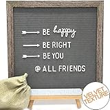 Muga Felt Letter Board 12x12 Gray Letter Board with 290 Changeable Letters & Wood Stand,12