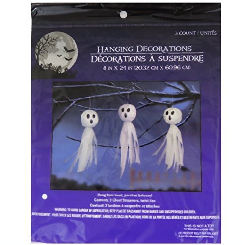 24" Hanging Ghost Halloween Decorations, 3ct