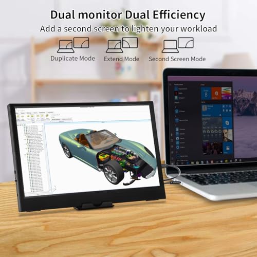 Magedok 11.6 Inch Portable Monitor, 1366x768 HD IPS Small HDMI Display, Dual USB-C, Low Power External Screen For Laptop PC Mac Switch Rasp Pi Xbox, Lightweight Second Monitor With Stand