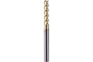 SEFHLI 1/4" Solid Carbide Square Long End Mill - ZrN Coated, 3 Flute, 45° Helix, 1/4" Cutting Diameter, 1/4" Shank Diameter, 1-1/4" Length of Cut, 3-1/4" Overall Length for Milling Aluminum and Copper
