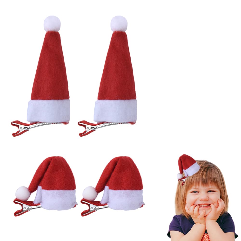 Red Christmas Hair Clips Accessories for Women Girls Santa Hat Hair Slide Barrettes for Women Thick Fine Hair Christmas Hair Decorations Christmas Hat Santa Hat Hair Clip for Styling Party 4pcs