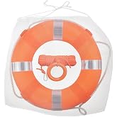 20Inch Throwable Life Preserver Ring with 98.4FT Floating Rescue Rope - Emergency Flotation Device for Boating, Pool, Lake &amp; Beach - Swim Foam Buoy with Perimeter Line Kit