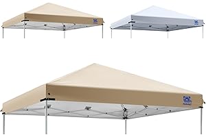 FANPAT 10x10 Adjustable Canopy Replacement Top, 100% Waterproof Canopy Cover with UV Protection, Adhesive Bonding Waterproof Technology,for Outdoor Patio Events, Fits Straight Leg Frames (Khaki，TOP ONLY)