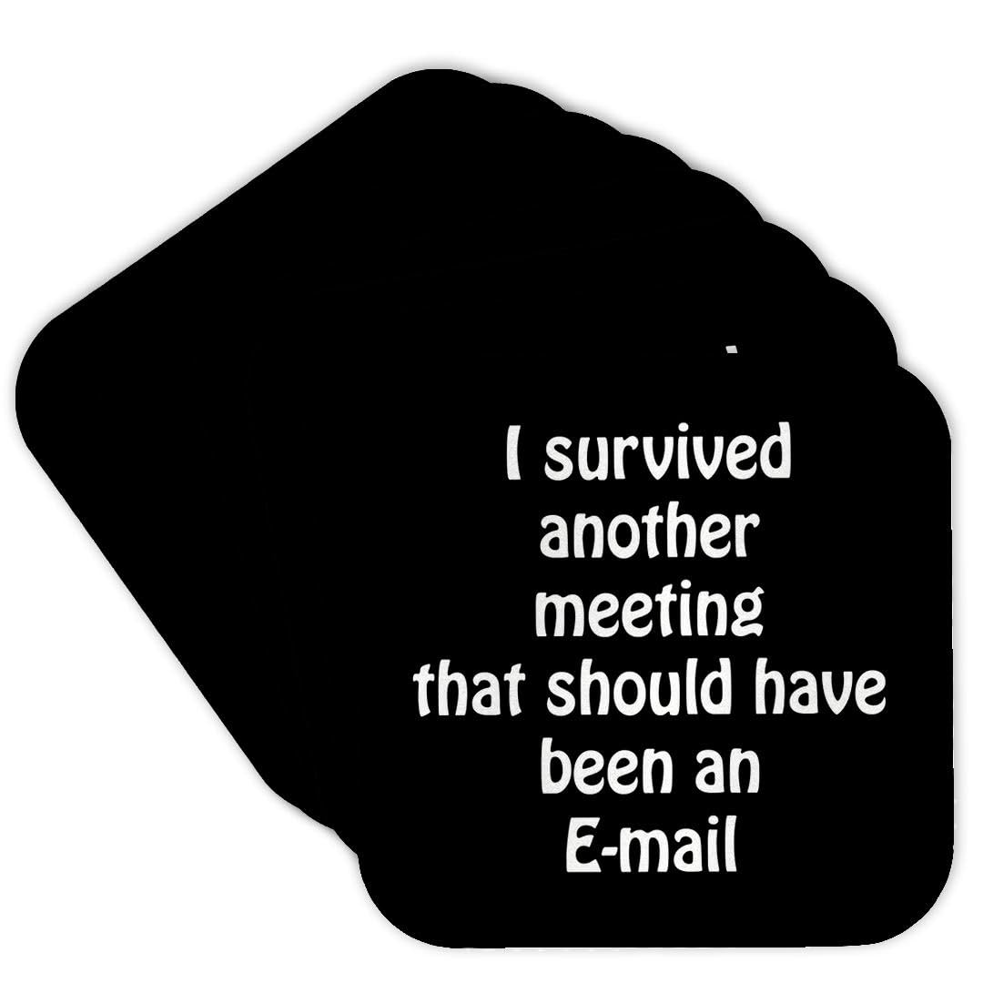3dRose I Survived Another Meeting That Should Have Been An Email - Soft Coasters, Set of 8 (cst_218472_2)